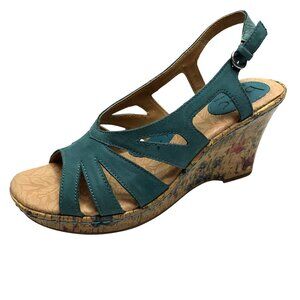 BOC WEDGE LEATHER UPPER FLORAL CORK SANDALS SIZE‎ 10